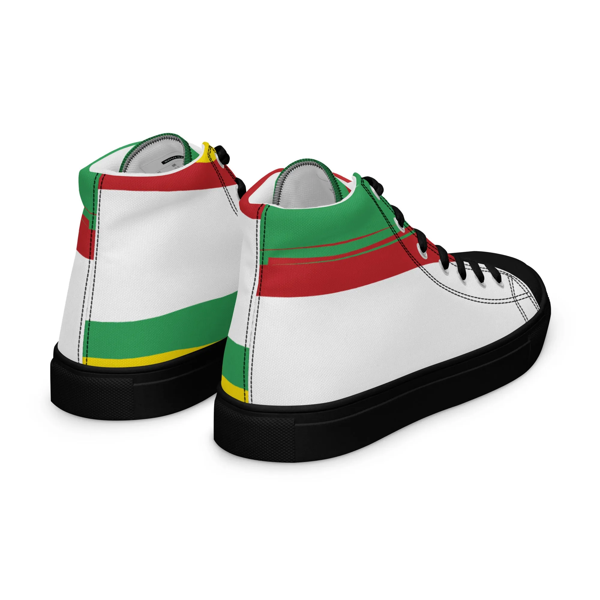AFRICA STRIPES Women's High Top Canvas Shoes (White)