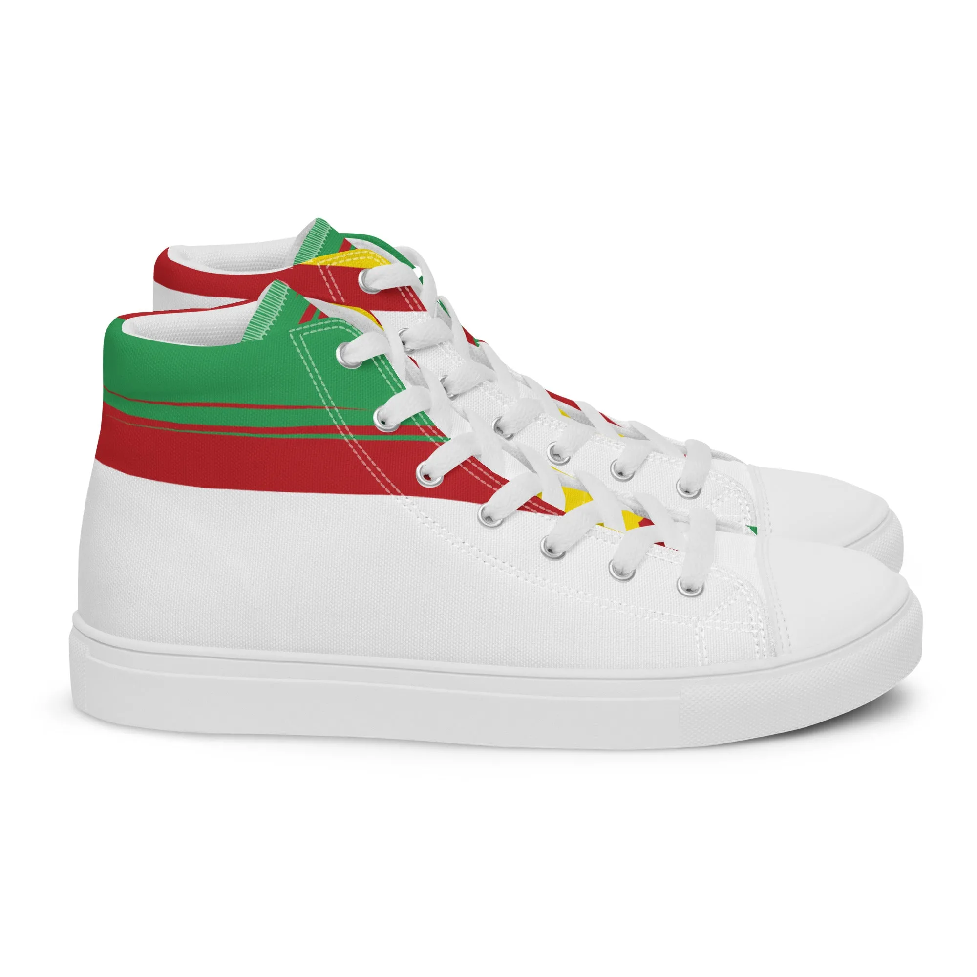 AFRICA STRIPES Women's High Top Canvas Shoes (White)