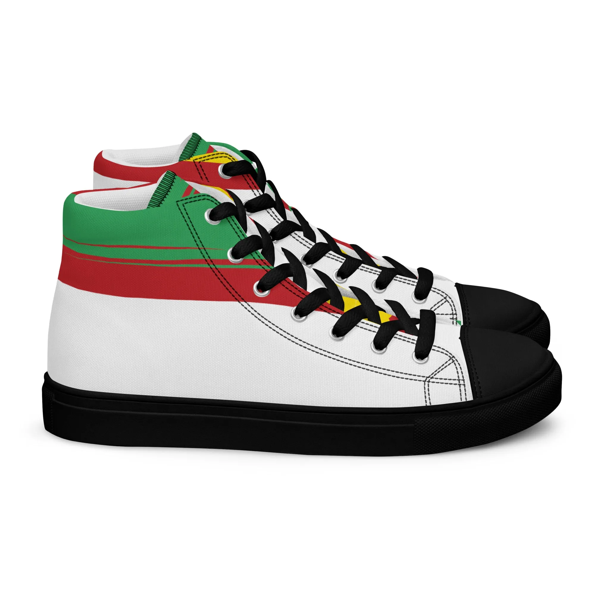 AFRICA STRIPES Women's High Top Canvas Shoes (White)