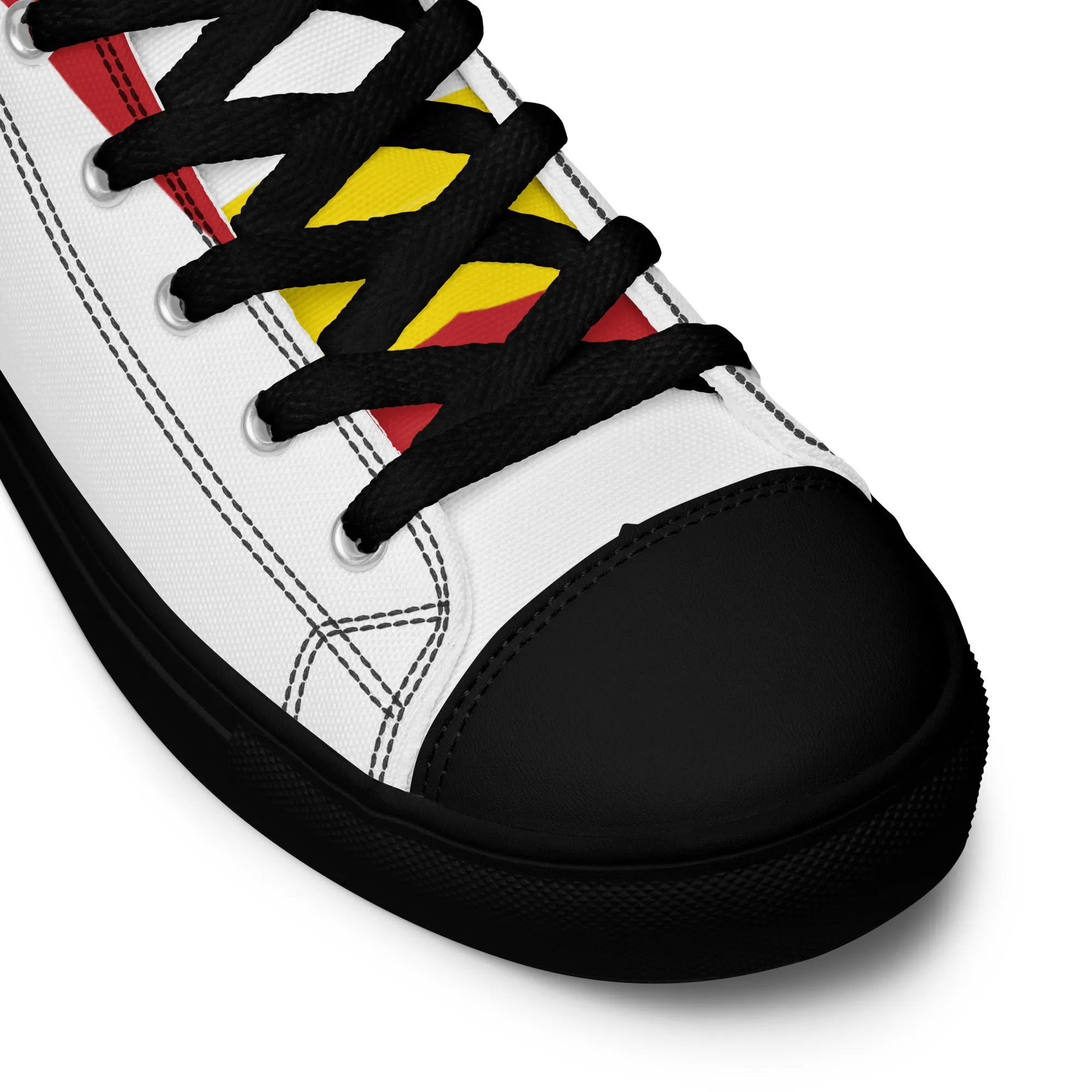AFRICA STRIPES Women's High Top Canvas Shoes (White)