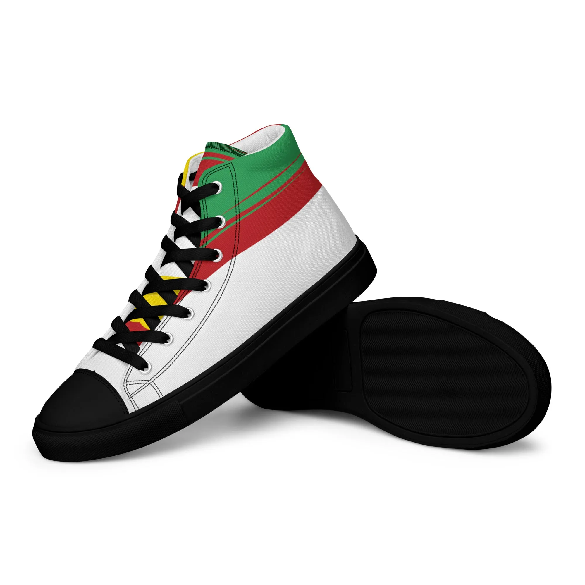 AFRICA STRIPES Women's High Top Canvas Shoes (White)