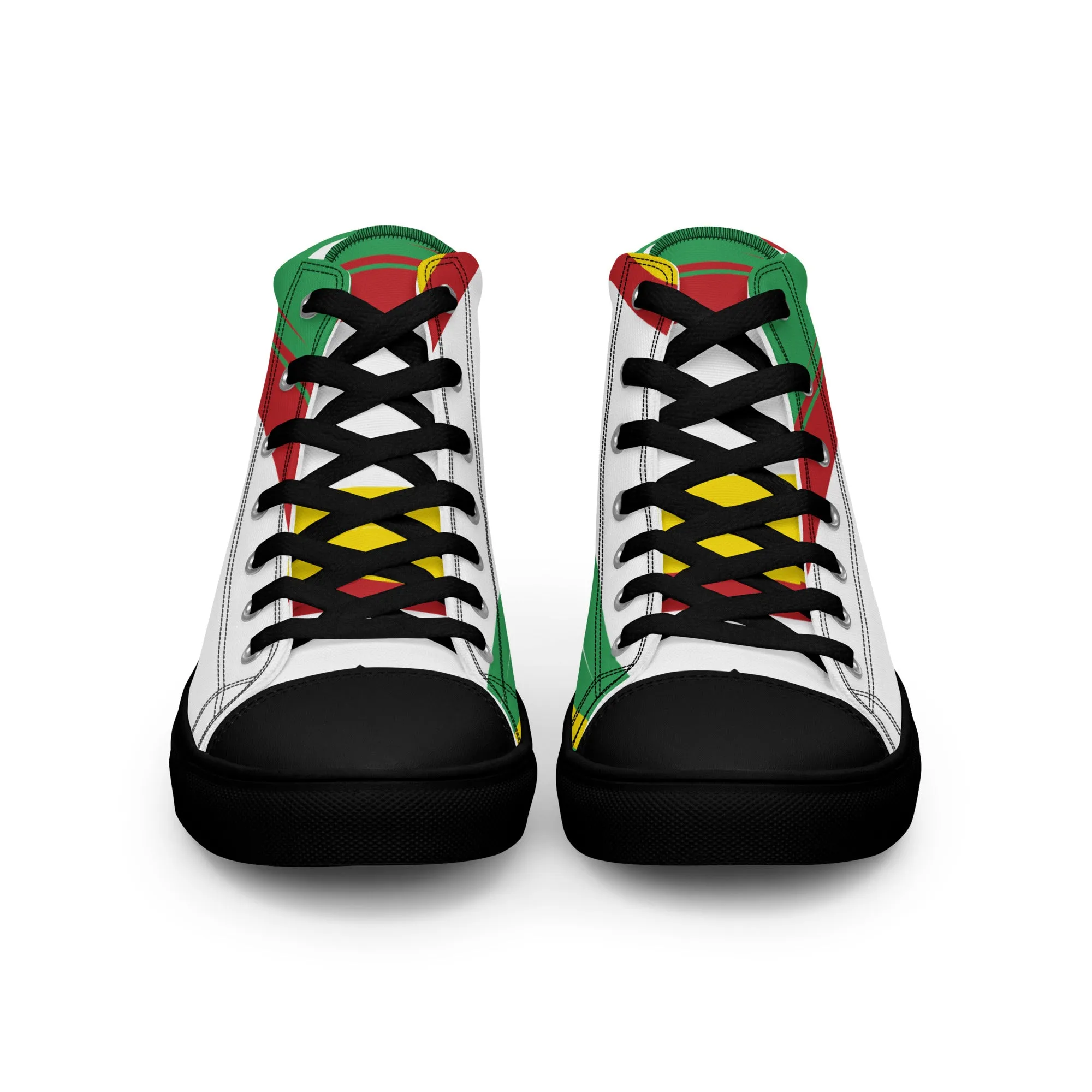 AFRICA STRIPES Women's High Top Canvas Shoes (White)