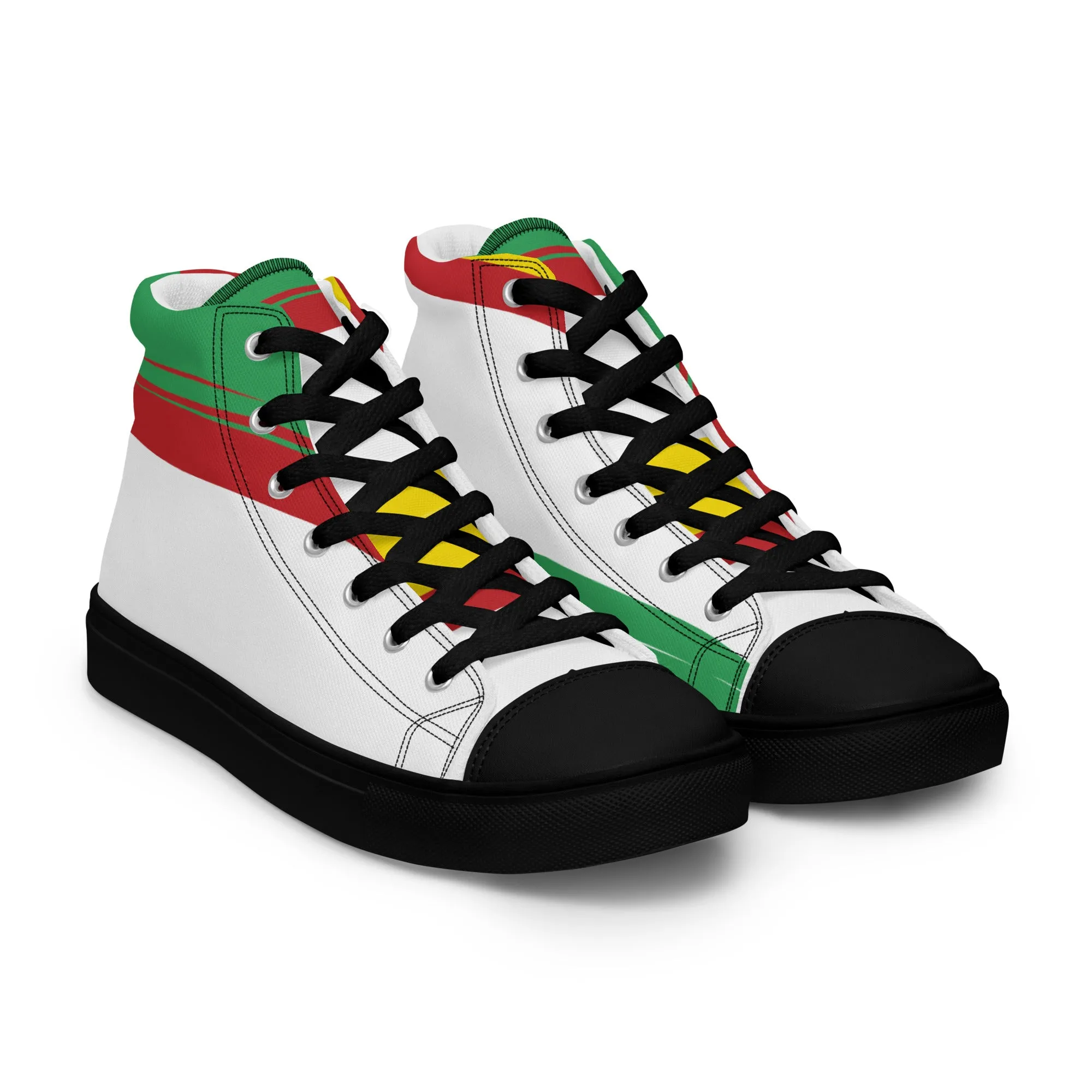 AFRICA STRIPES Women's High Top Canvas Shoes (White)