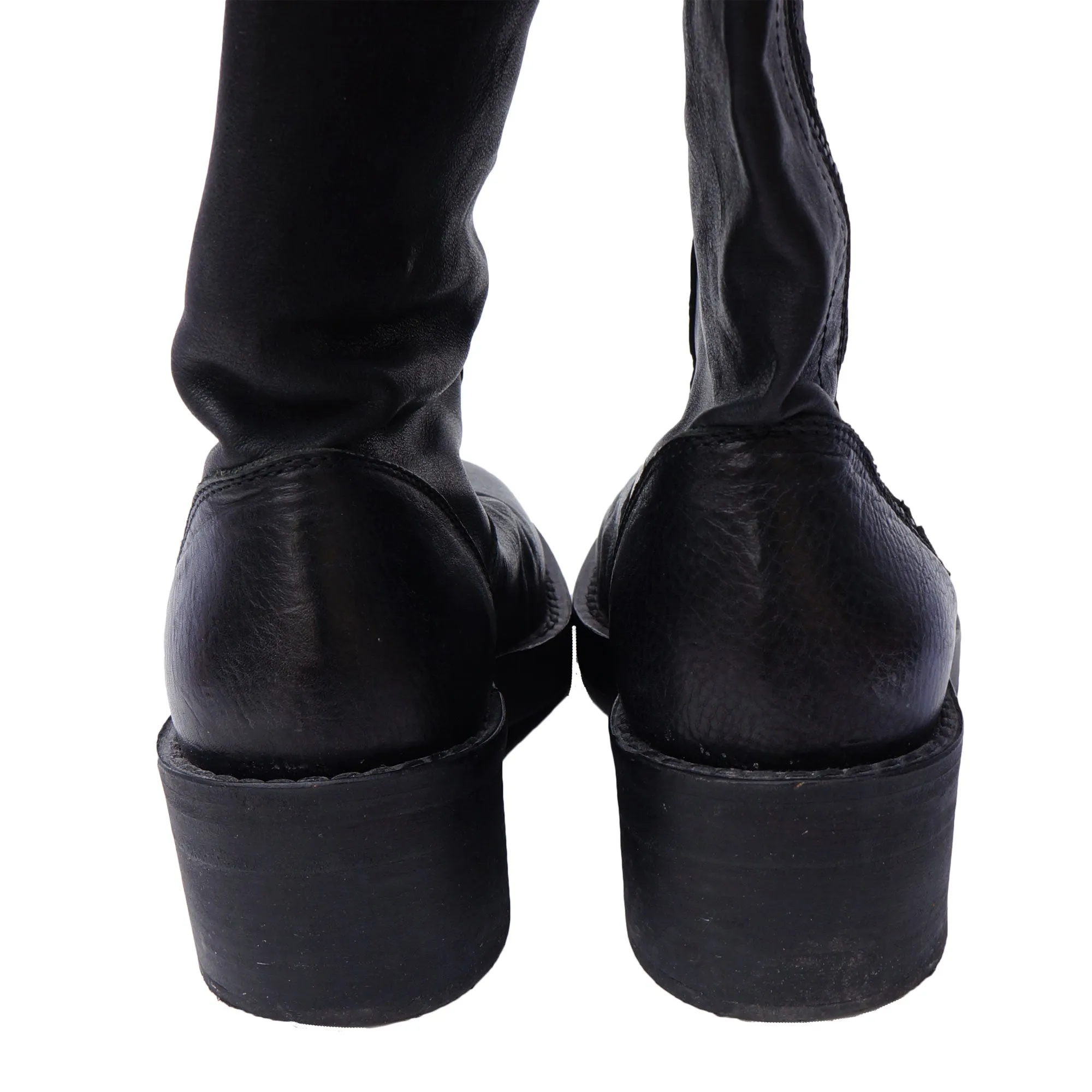 Ann Demeulemeester Black Grained Leather Boots