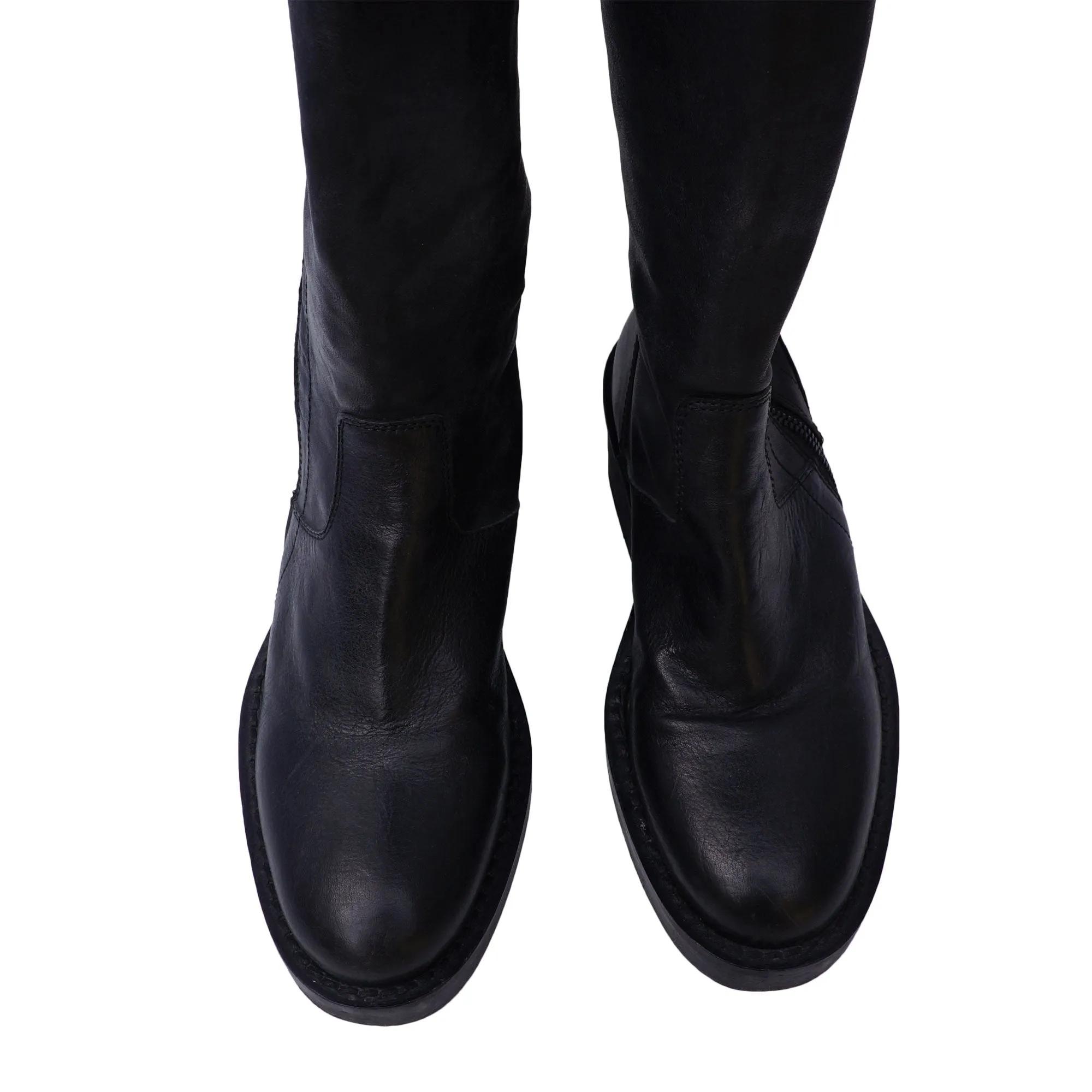 Ann Demeulemeester Black Grained Leather Boots