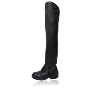 Ann Demeulemeester Black Grained Leather Boots