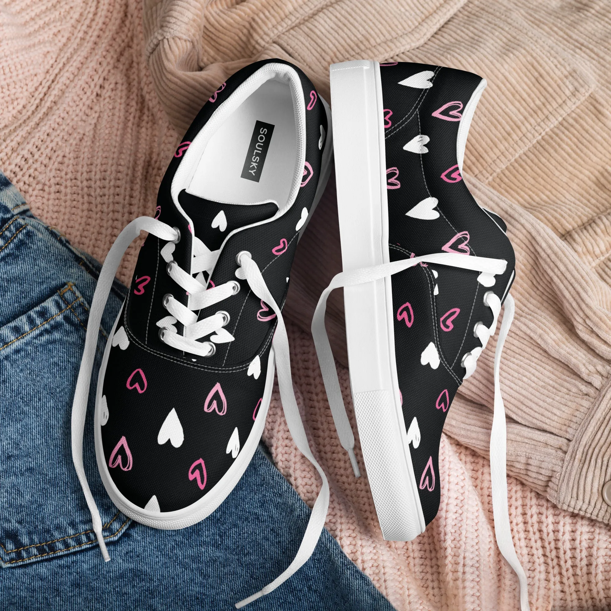 BE MY VALENTINE Women’s Lace-Up Canvas Shoes