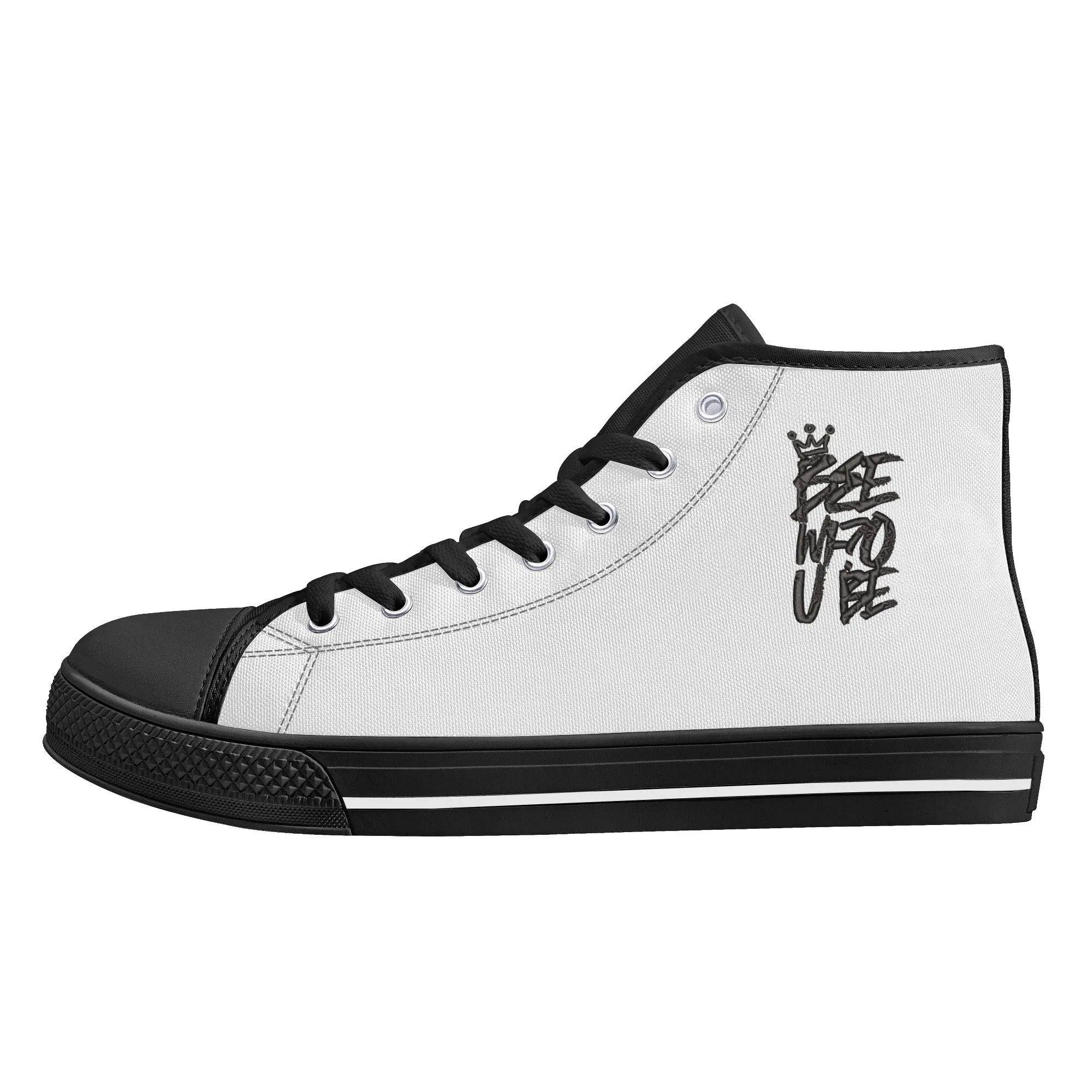 Bee Who U Be Mens Printed   Embroidered High Top Canvas Shoes
