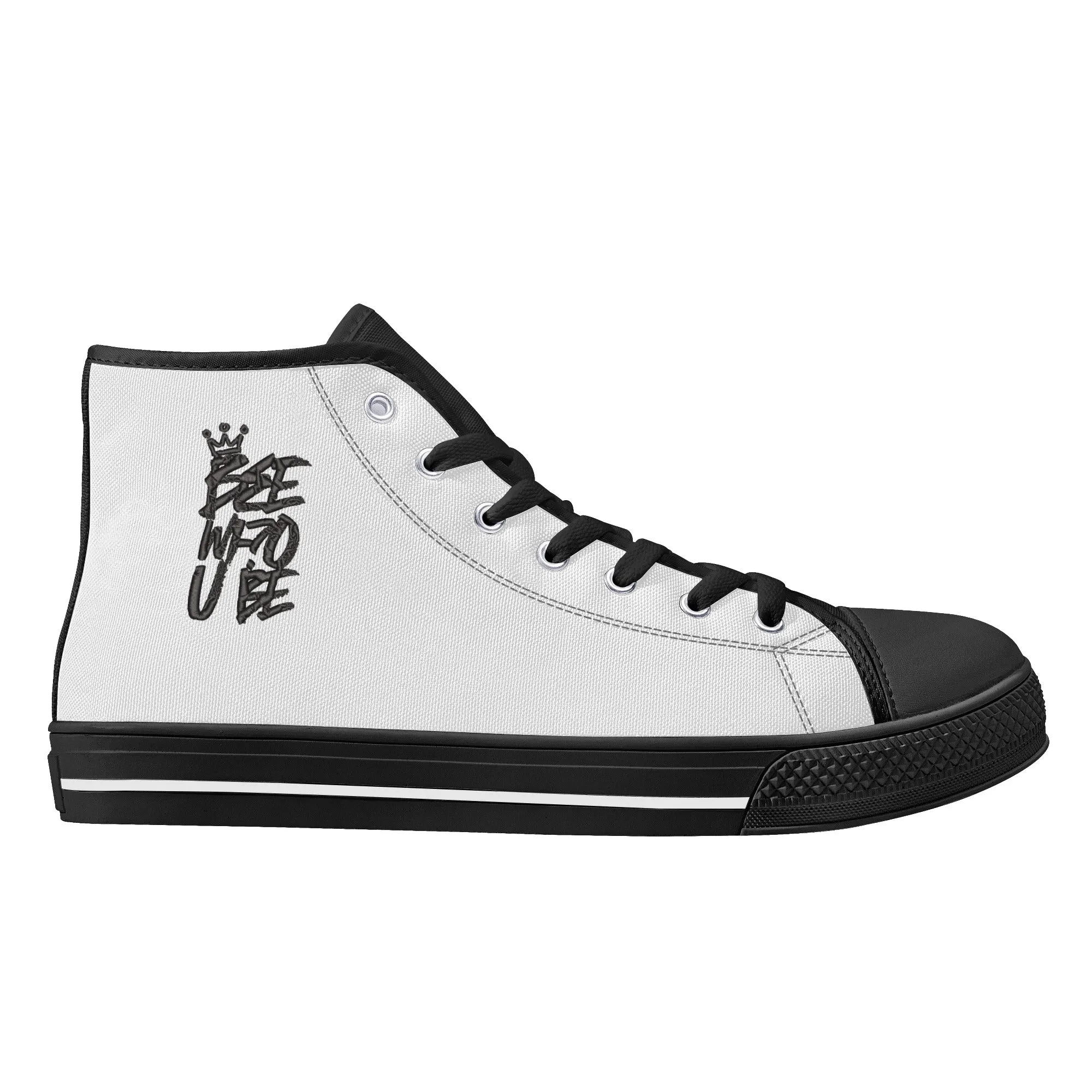 Bee Who U Be Mens Printed   Embroidered High Top Canvas Shoes