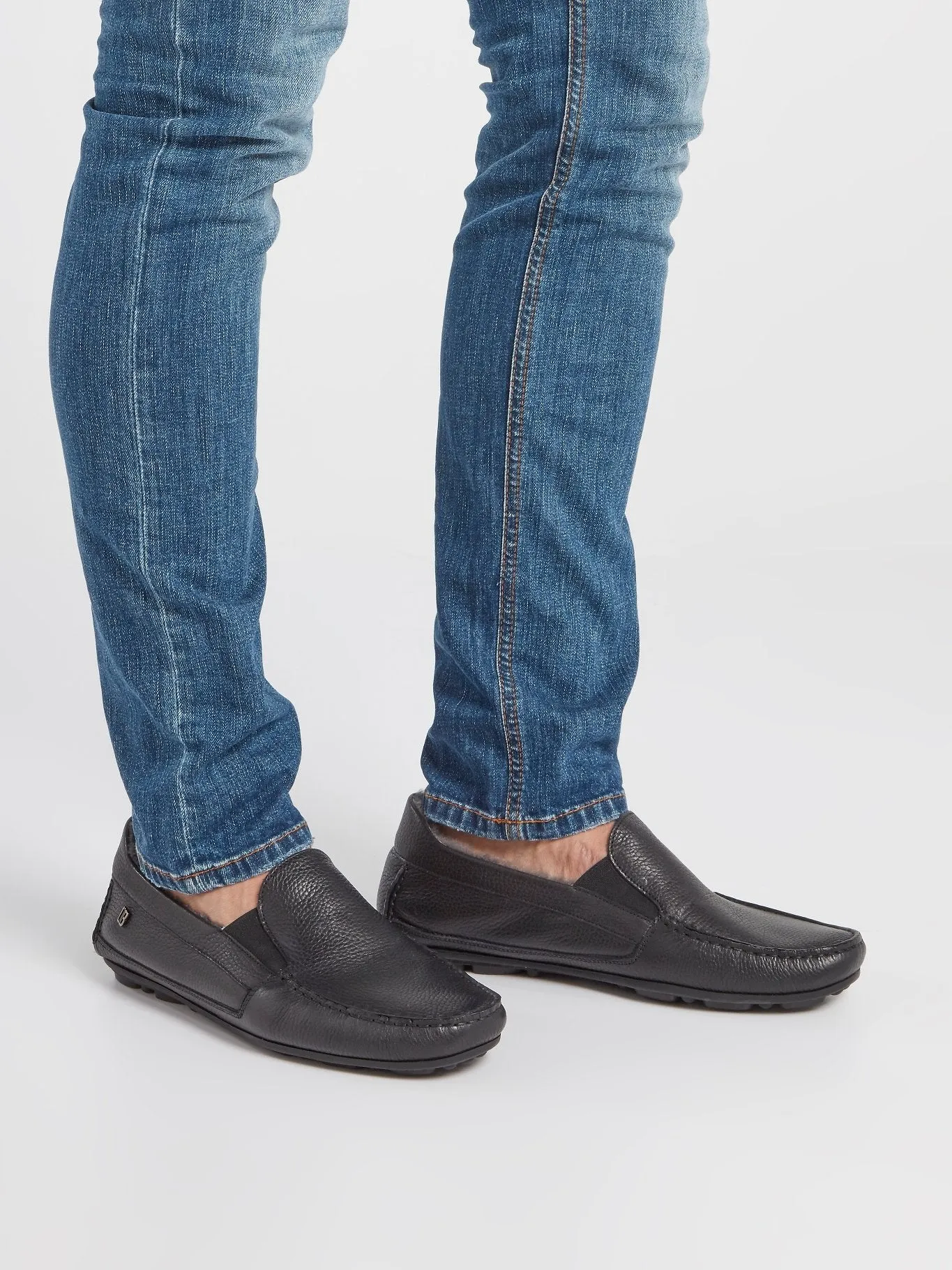 Black Fur Trim Moccasins