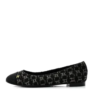 CHANEL METALLIC TWEED CAP TOE BALLERINA FLATS