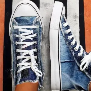 Chicvane Denim High Top Lace Up Canvas Shoes