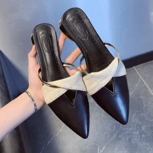 Fashion Women Summer Pointed Muller Flats Lady Sexy Sandals Sandals Casual Comfortable Outdoor Slippers Zapatos de mujer