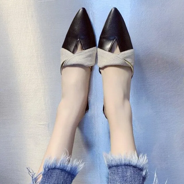 Fashion Women Summer Pointed Muller Flats Lady Sexy Sandals Sandals Casual Comfortable Outdoor Slippers Zapatos de mujer