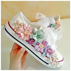 Floral Sneakers Wedges Canvas Shoes