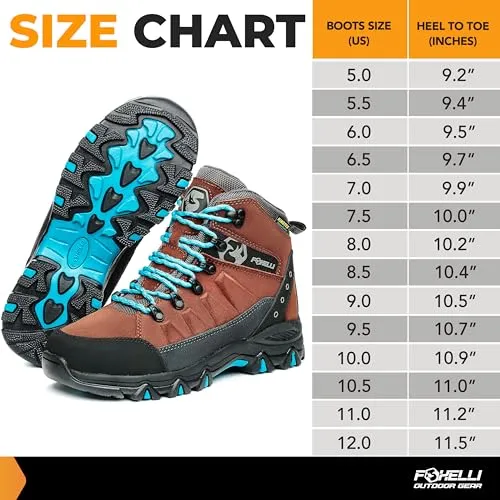 Foxelli Women’s Hiking Boots - Waterproof Lightweight & Breathable Suede Leather Grey