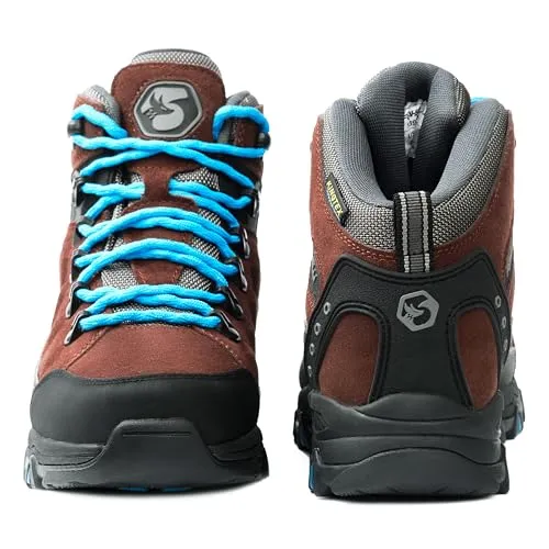 Foxelli Women’s Hiking Boots - Waterproof Lightweight & Breathable Suede Leather Grey