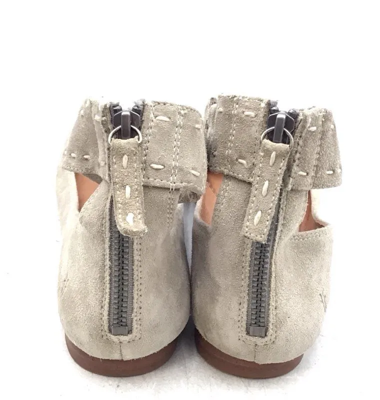 Frye Women's 3472131 Beige Ankle Strap Ballet Flats - Size 8B