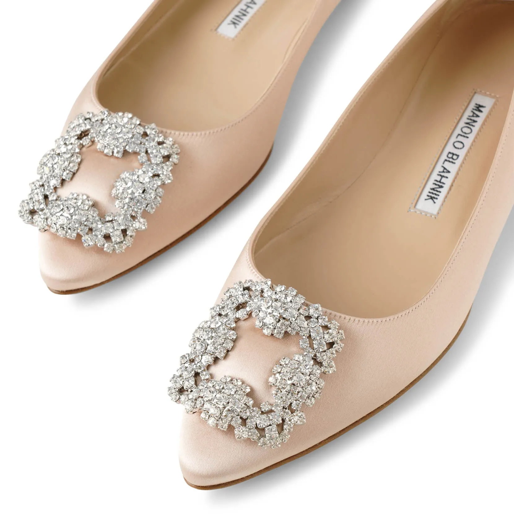 Hangisi flat nude satin ballerinas