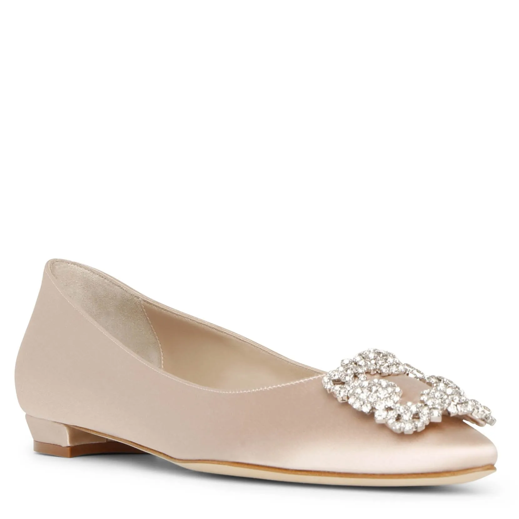 Hangisi flat nude satin ballerinas