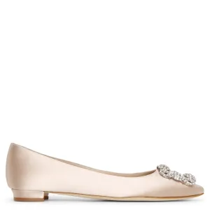 Hangisi flat nude satin ballerinas