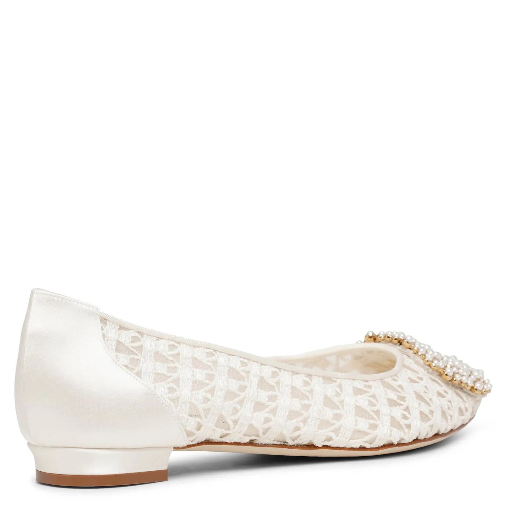Hangisi flat white lace ballerinas