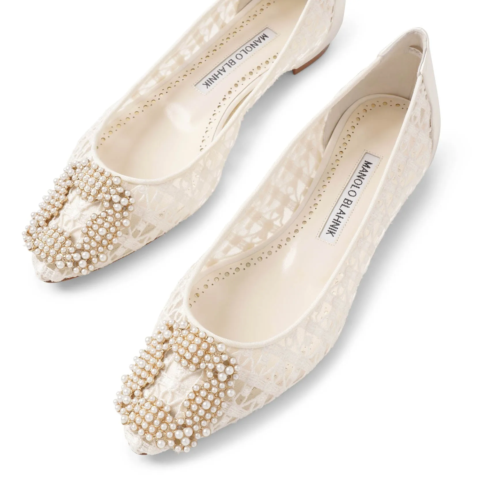 Hangisi flat white lace ballerinas