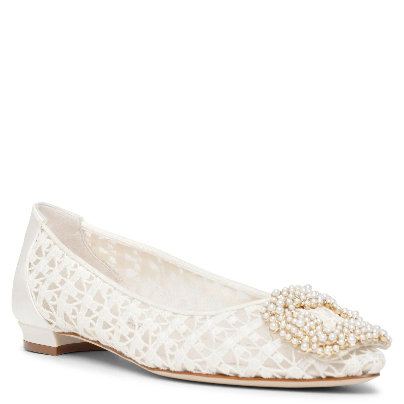 Hangisi flat white lace ballerinas