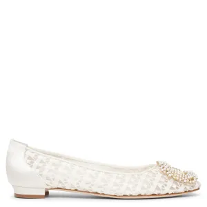 Hangisi flat white lace ballerinas