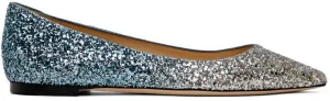 Jimmy Choo Silver Glitter Romy Ballerina Flats