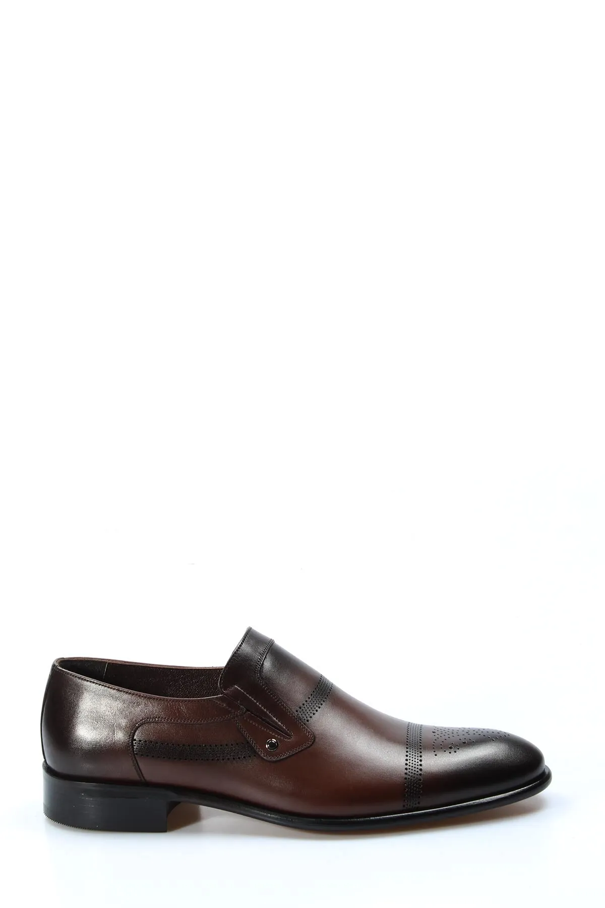 Men's Brown Leather Loafers with Perforated Design - Wessi