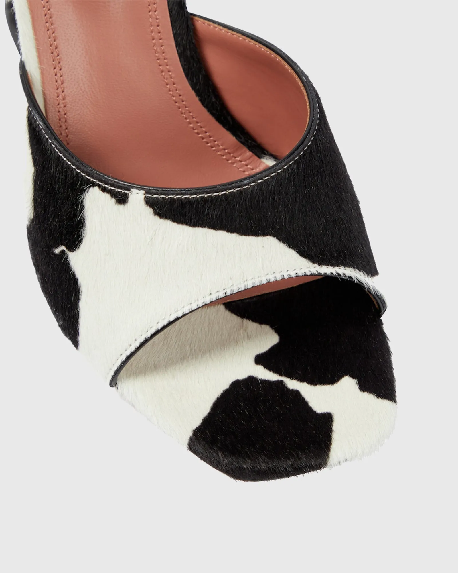 Milena Faux Fur Cow Print Flared Slippers
