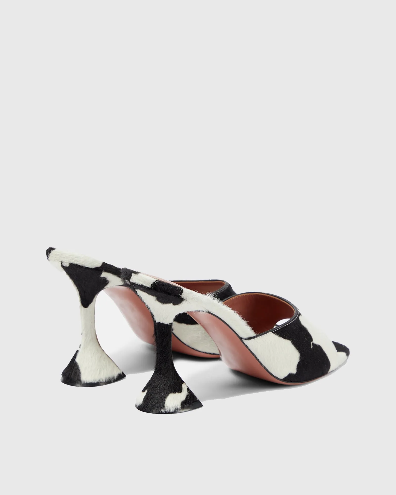 Milena Faux Fur Cow Print Flared Slippers