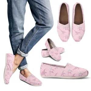 Pink Plaid Dinos - Women's Canvas Shoes