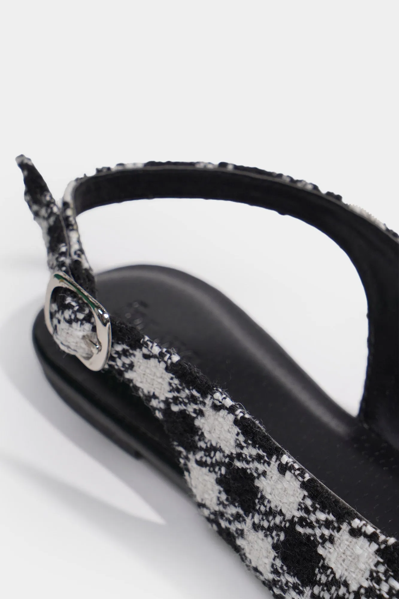 Pointed Toe Tweed Slingback Flats