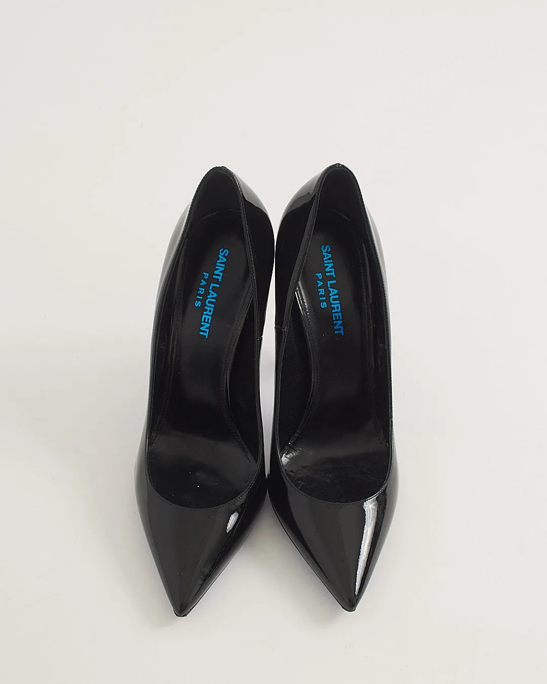 Saint Laurent Black Patent Leather / Blue Logo Opyum 85mm Pumps - 38