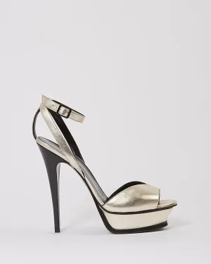 Saint Laurent Metallic Gold Platform 105 Open Toe Sandals - 40