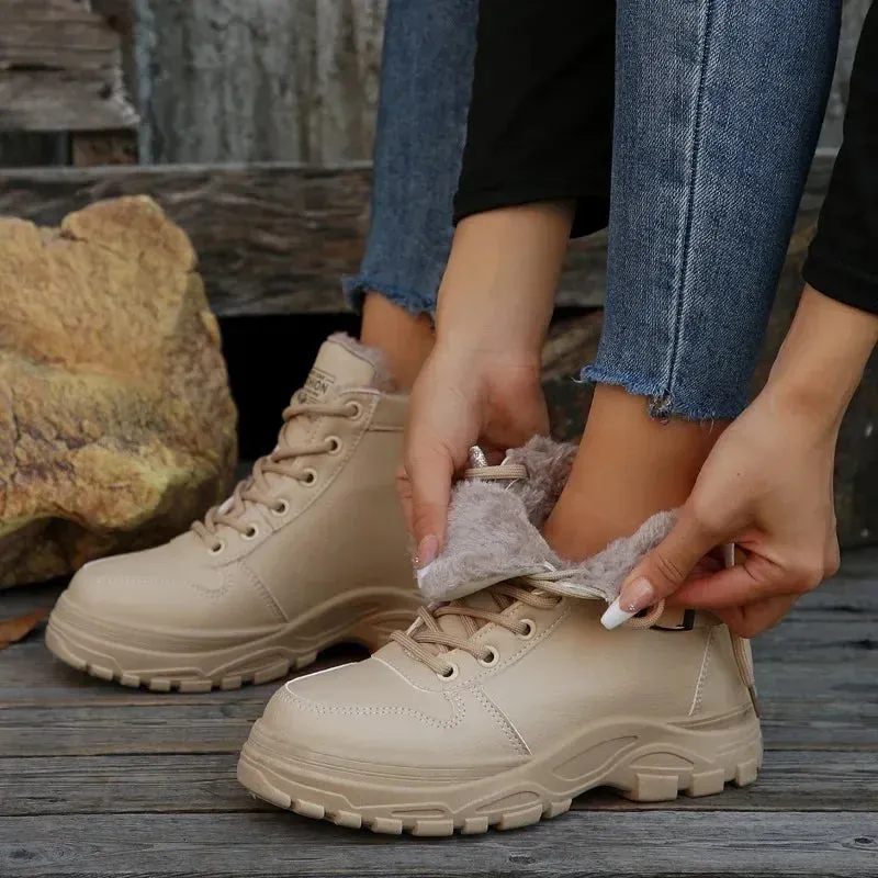 Sport Boots Winter Womens Short Plush Ankle Boots Lightweight Sneaker