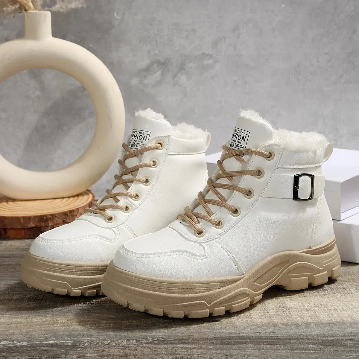 Sport Boots Winter Womens Short Plush Ankle Boots Lightweight Sneaker