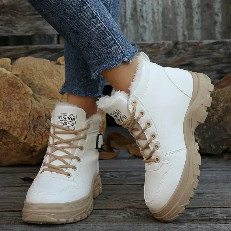 Sport Boots Winter Womens Short Plush Ankle Boots Lightweight Sneaker
