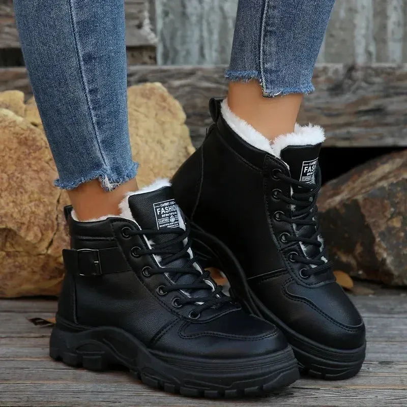 Sport Boots Winter Womens Short Plush Ankle Boots Lightweight Sneaker