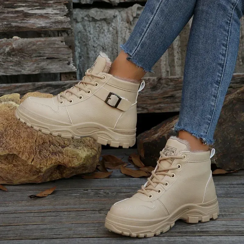 Sport Boots Winter Womens Short Plush Ankle Boots Lightweight Sneaker