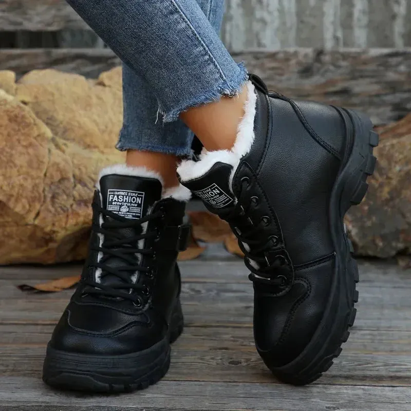 Sport Boots Winter Womens Short Plush Ankle Boots Lightweight Sneaker