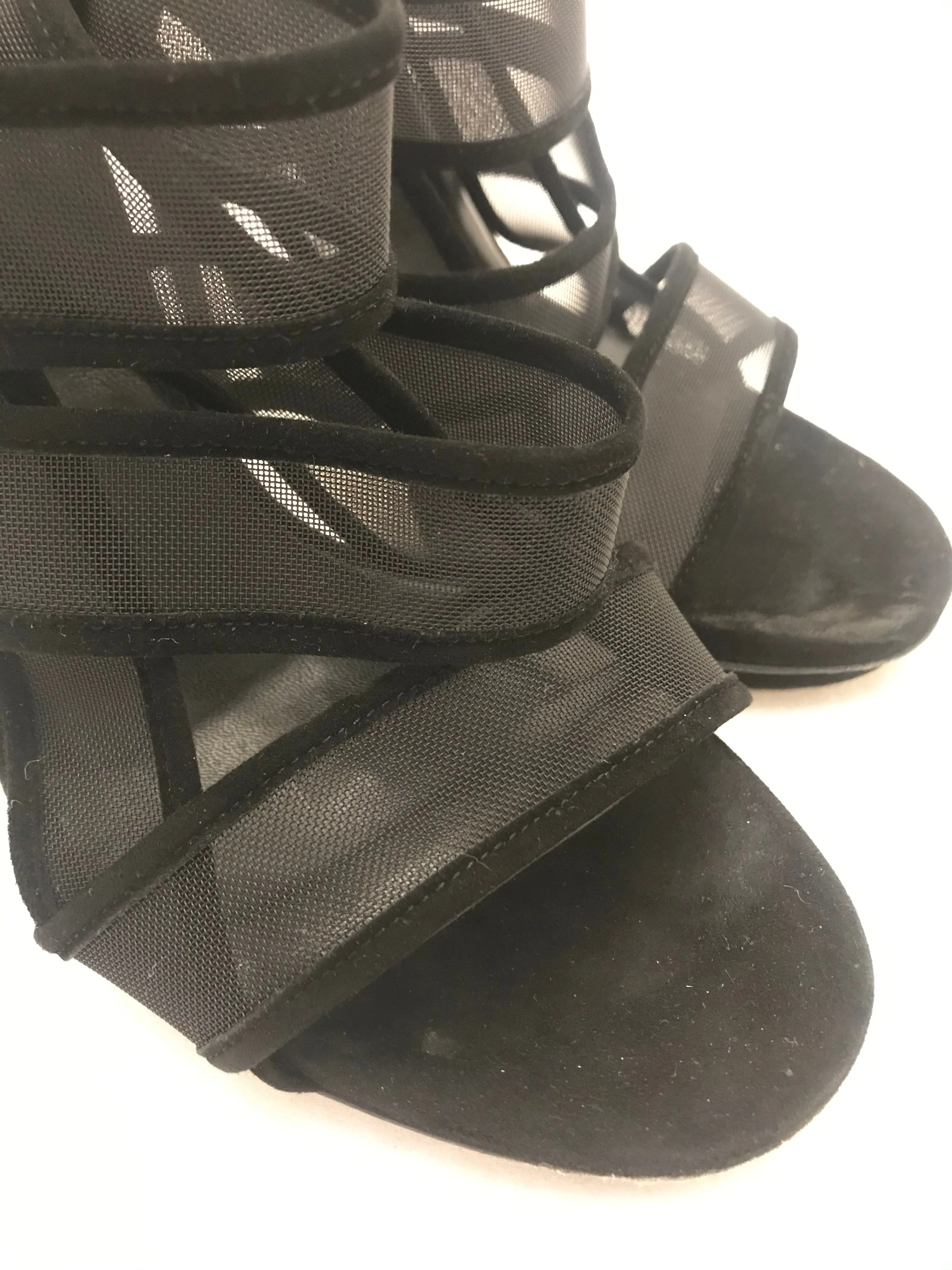 Suede and Mesh Heels