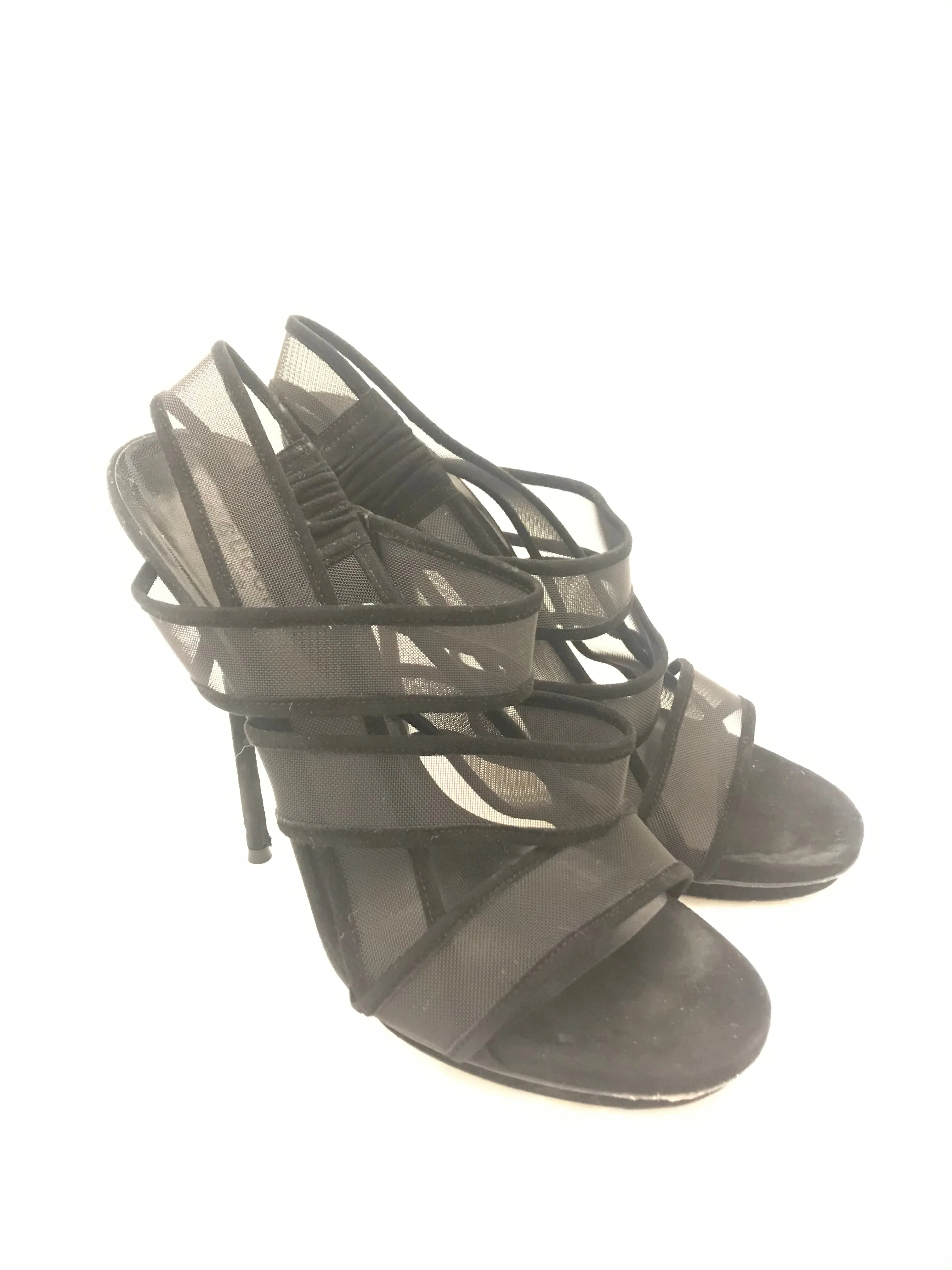 Suede and Mesh Heels