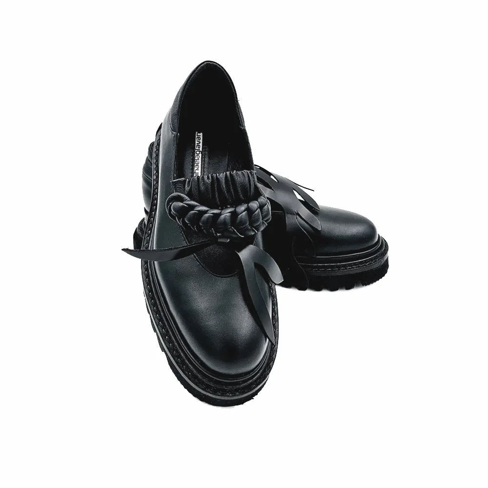 The Kindness black leather chunky loafers