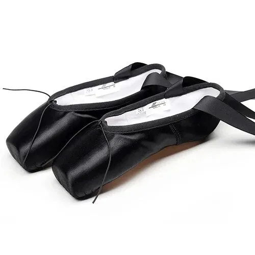 TIEJIAN Professional Ballet Pointe Shoes Canvas Satin Pink Black Red Ballerina Shoes For Dancing Performance With Ballet Toe Pad