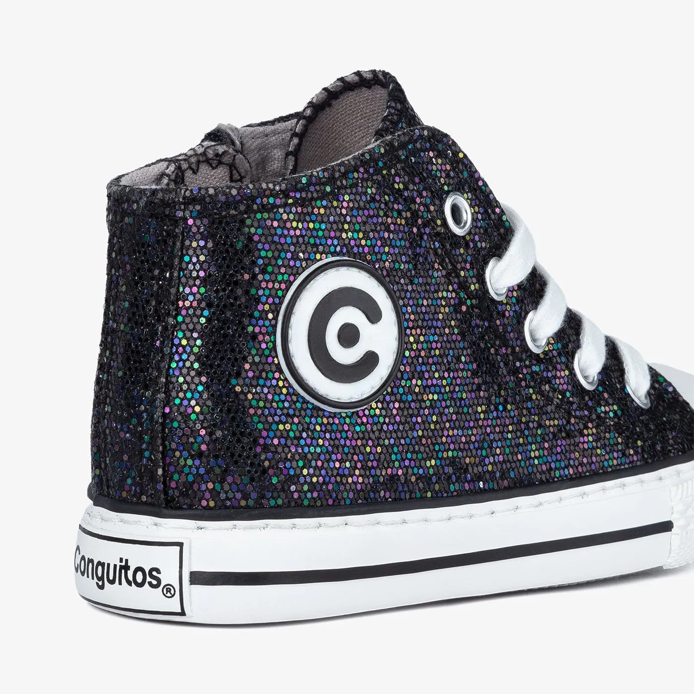 Unisex Black Glitter Boots