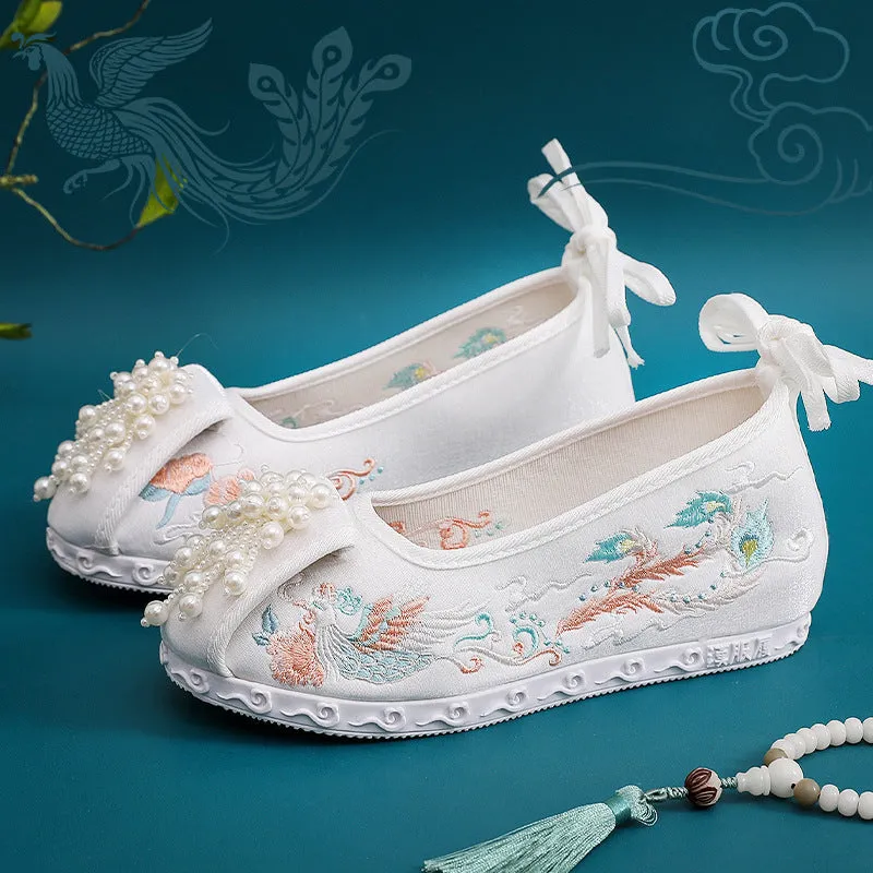 Women's Bride Old Embroidered Beaded For Canvas Shoes