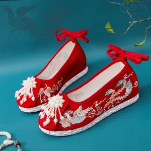 Women's Bride Old Embroidered Beaded For Canvas Shoes